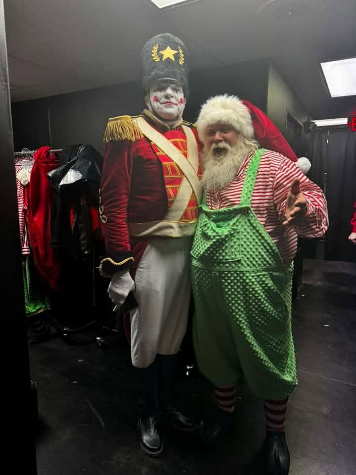 Christmas character performers celebrating together